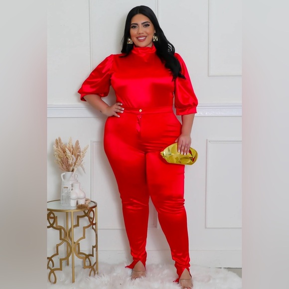 Pants - Red Satin Set